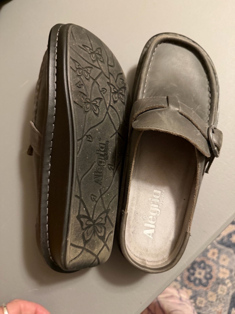 Alegria Gray Slip-On Clog Mules - Picture 2 of 3